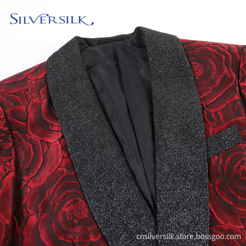 Custom Jacquard Pattern Jackets Shawl Floral Mens Blazers